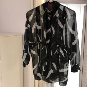 Sheer  black and white blouse!